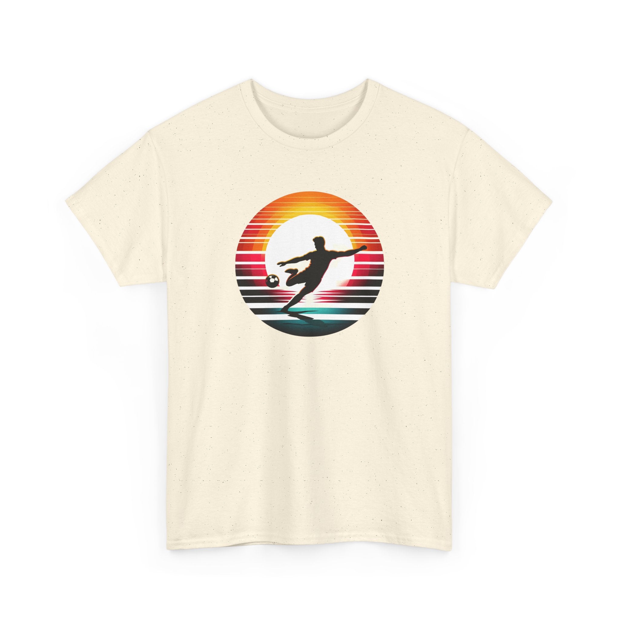 Football Soccer Silhouette Tee — Retro Sunset Soccer T-Shirt