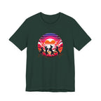 Retro Sunset Dancing Dogs T-Shirt — Vintage Rainbow Skyline Graphic Tee