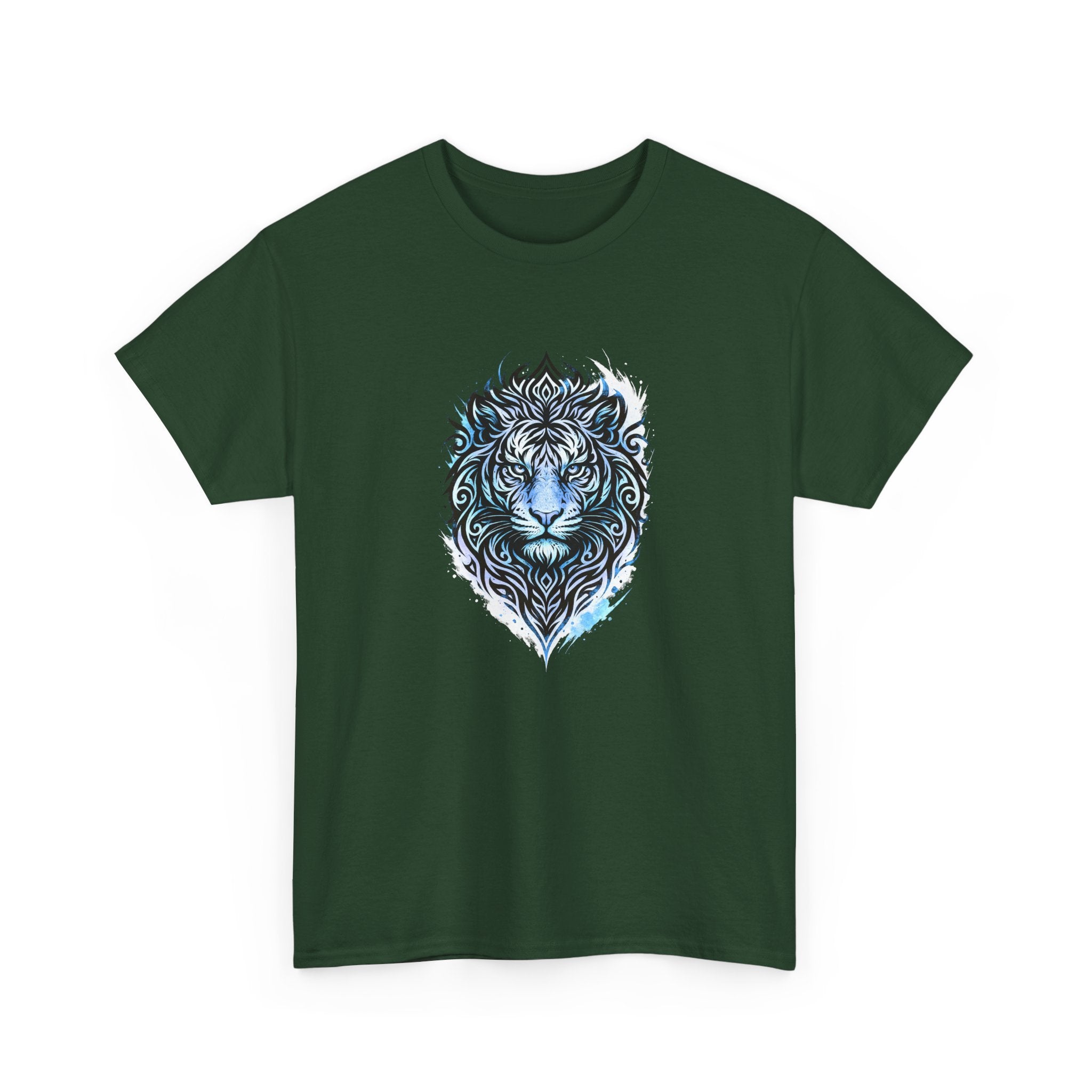Tiger T-Shirt — Intricate Blue And White Tiger Graphic Tee