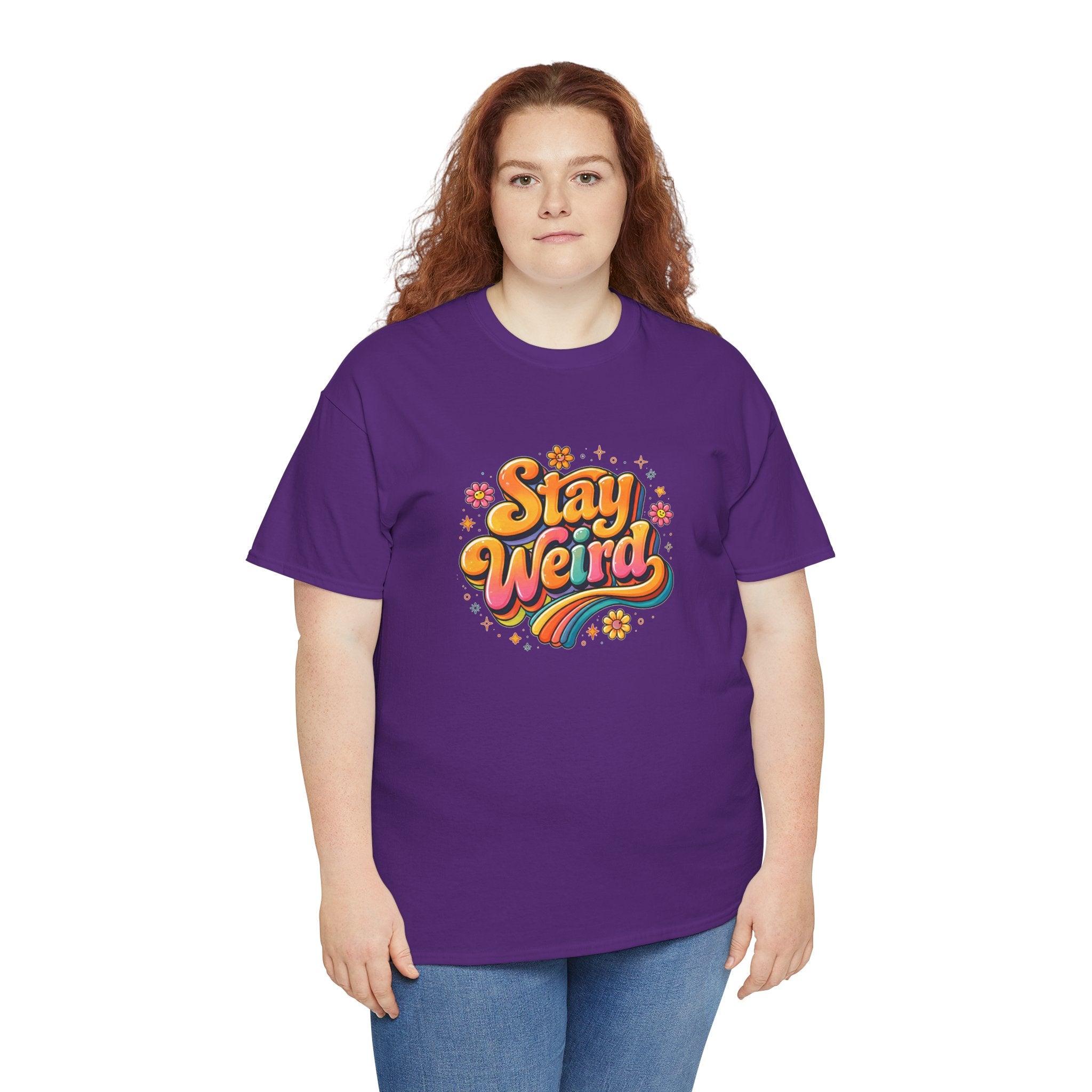 Stay Weird T-Shirt — Retro Rainbow Graphic Tee