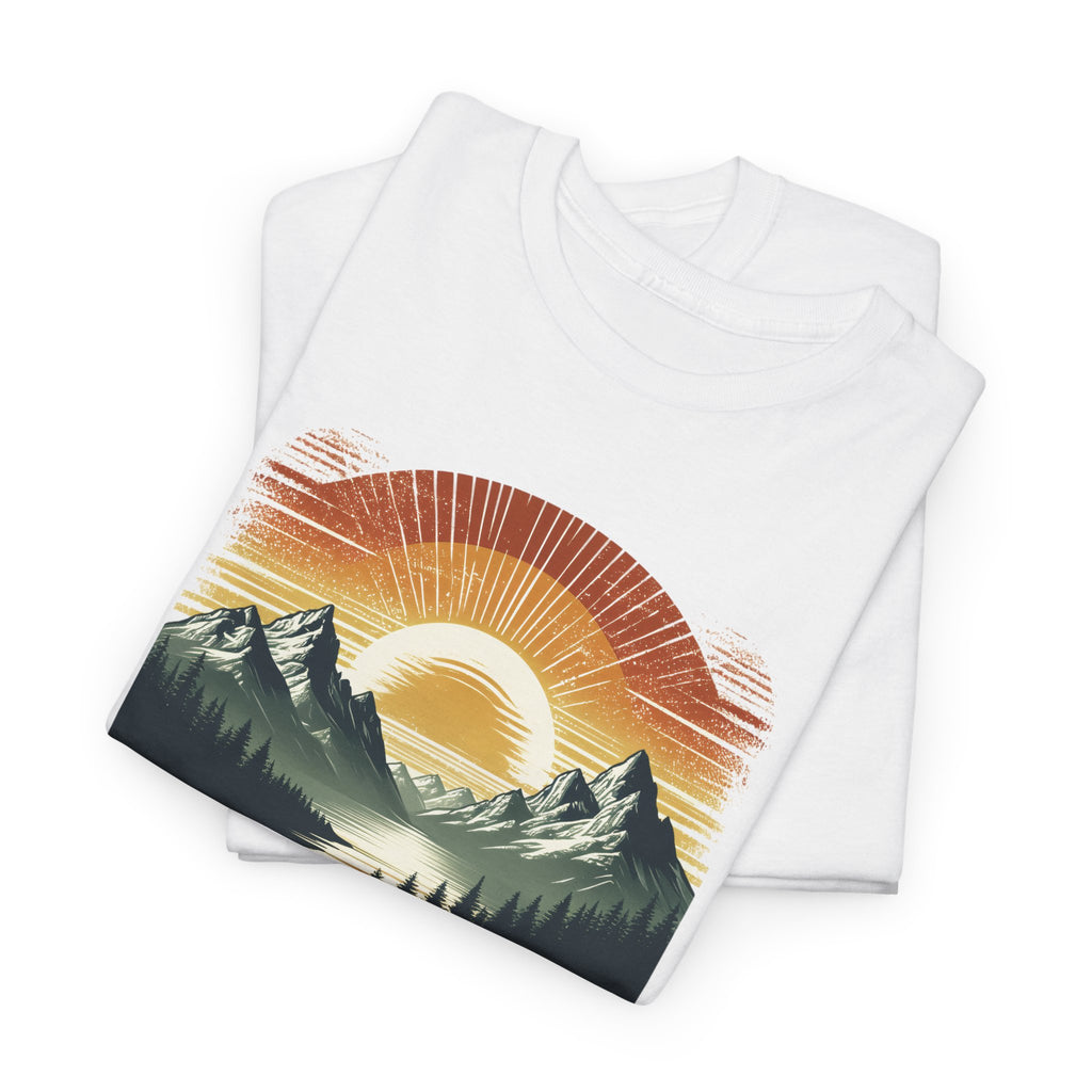 Fresh Air Club Mountain Sunset T-Shirt — Retro Outdoor Adventure Tee