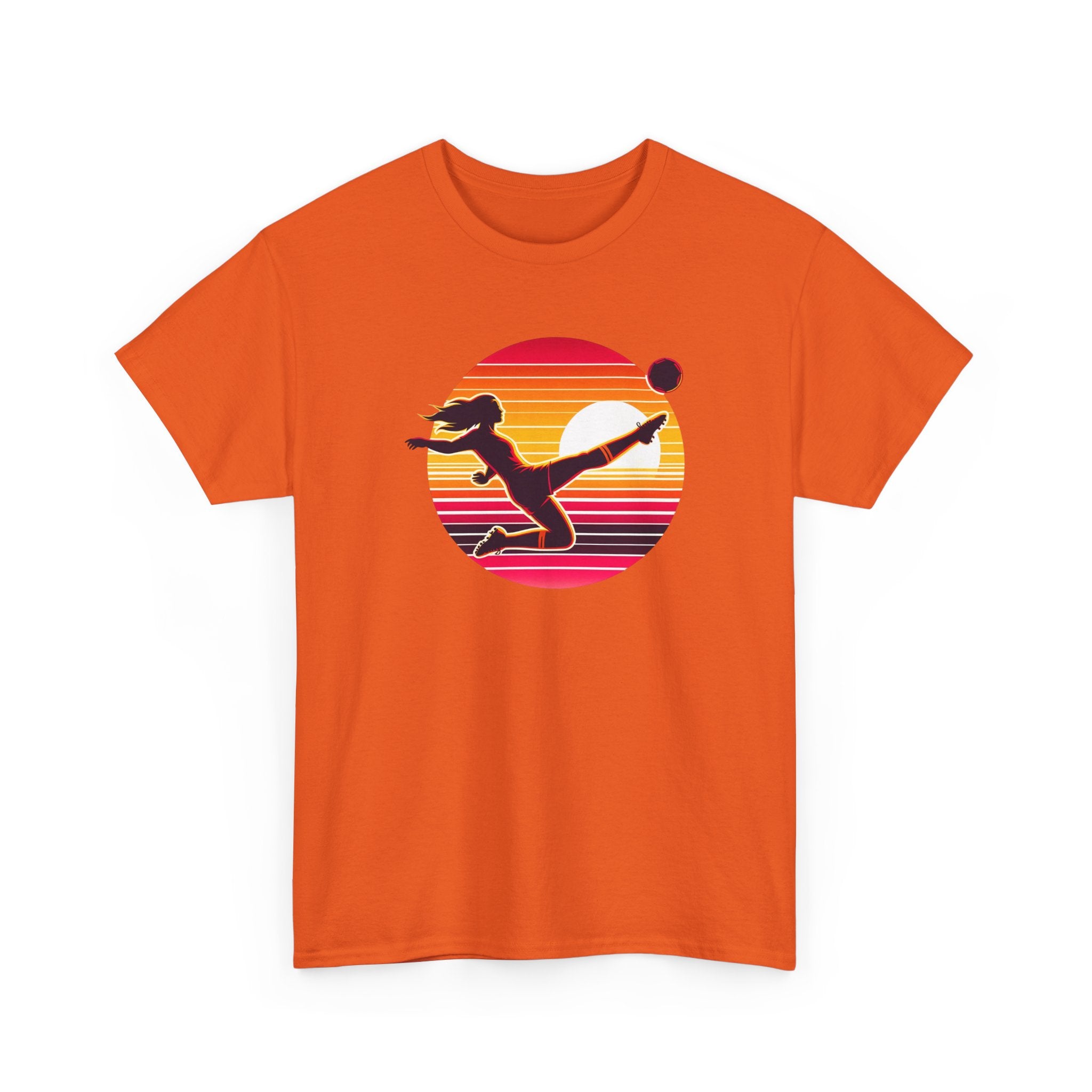 Football Soccer Silhouette Tee — Retro Sunset Football T-Shirt