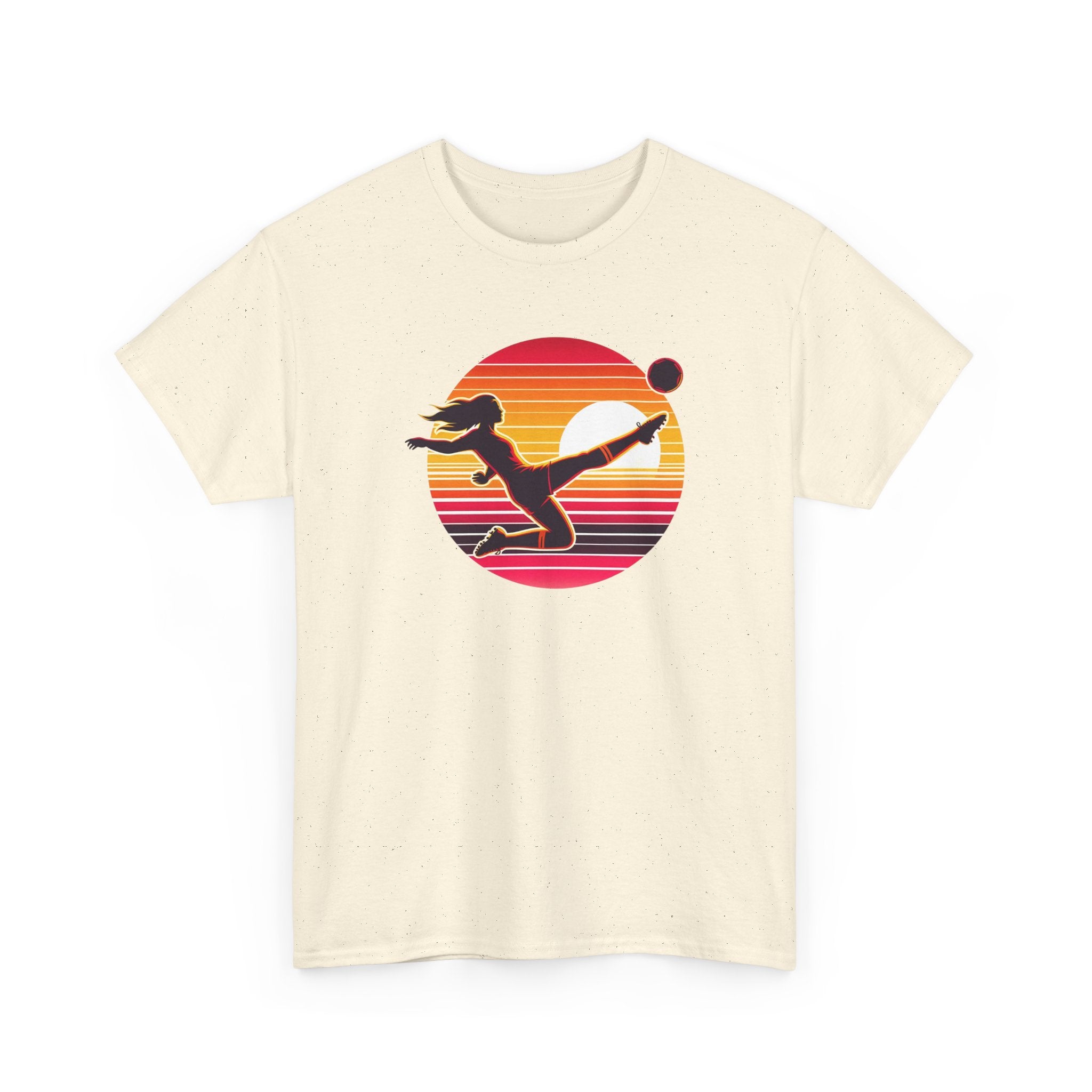 Football Soccer Silhouette Tee — Retro Sunset Football T-Shirt