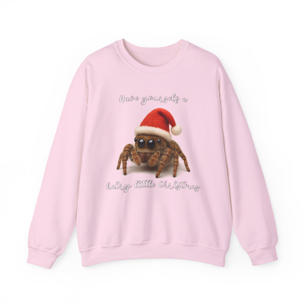 Cute Jumping Spider Christmas Sweatshirt – "Have yourself a hairy little Christmas"