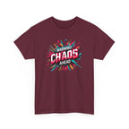 Chaos Ahead Graphic Tee — Warning! Colorful Explosion Design