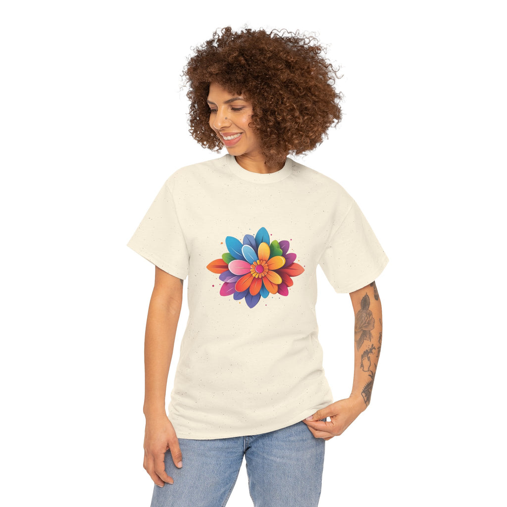 Colorful Layered Flower T-Shirt — Bright Floral Graphic Tee