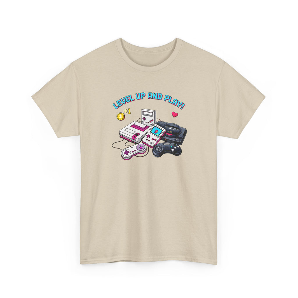 Level Up Retro Gaming T‑Shirt — Vintage Game Console Graphic Tee