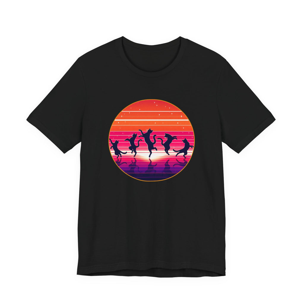 Retro Sunset Dancing Cats T-Shirt