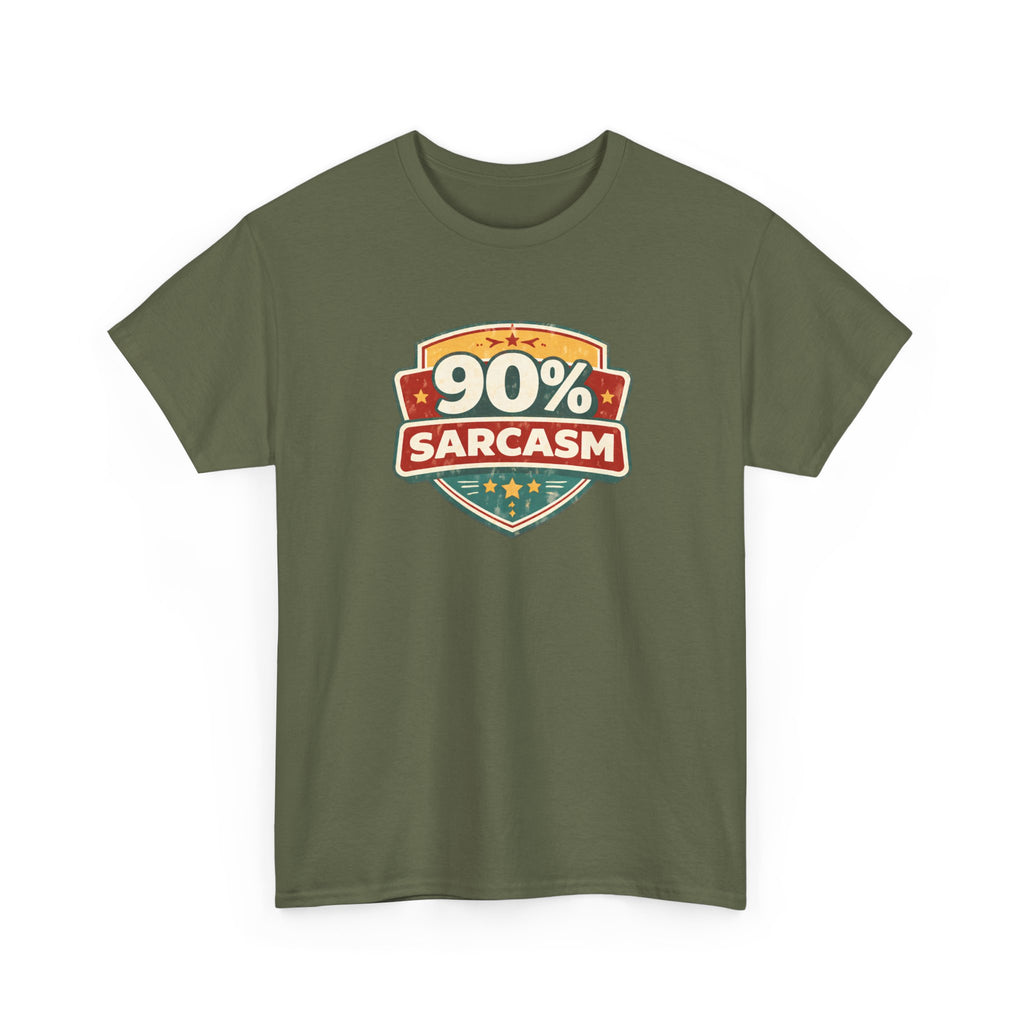 90% Sarcasm T-Shirt — Funny Retro Badge Graphic Tee for Sarcastic Humor