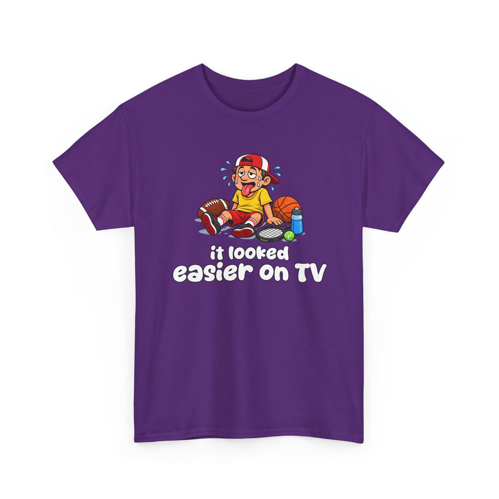 'It Looked Easier on TV' Funny Athletic Sports Fan Graphic T Shirt