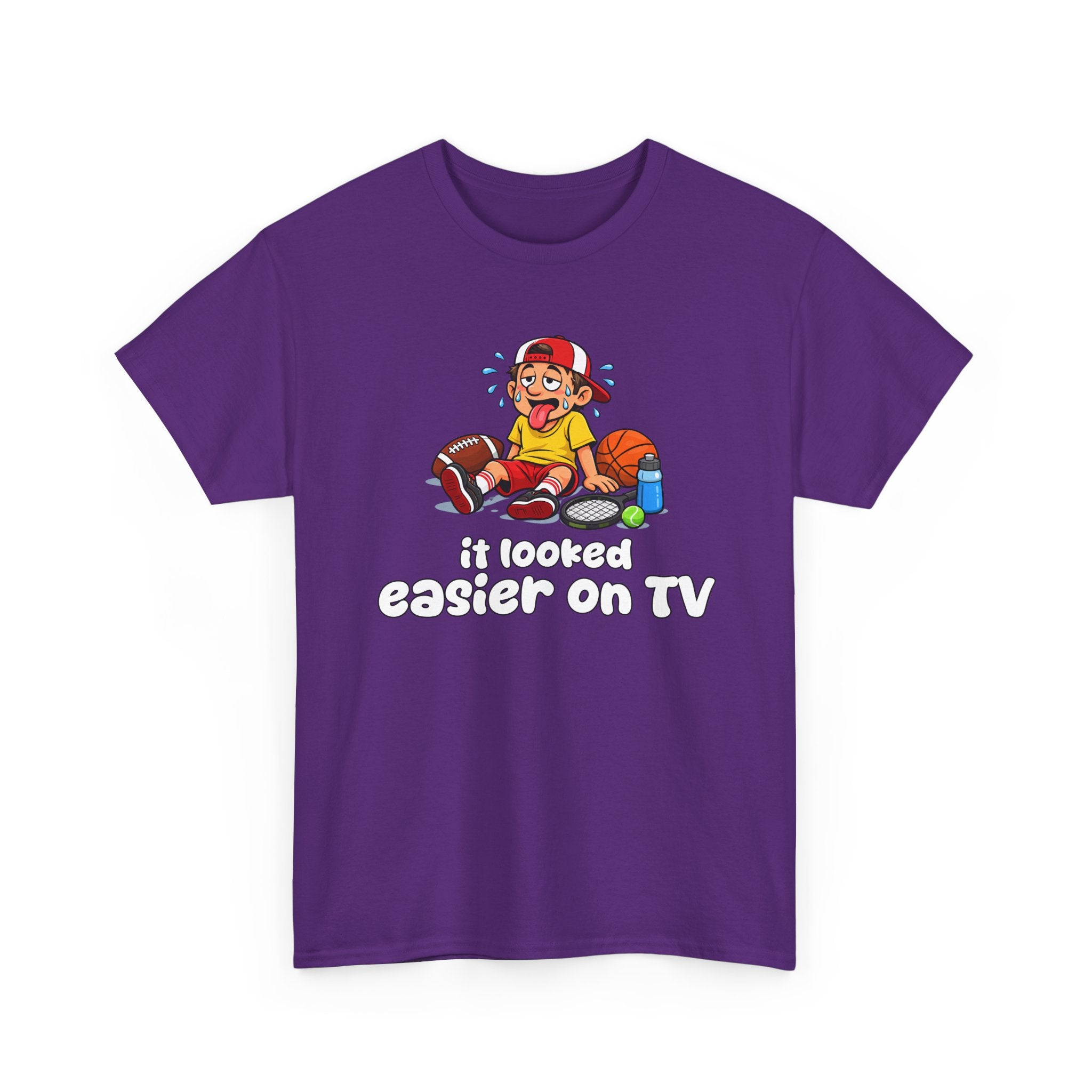'It Looked Easier on TV' Funny Athletic Sports Fan Graphic T Shirt