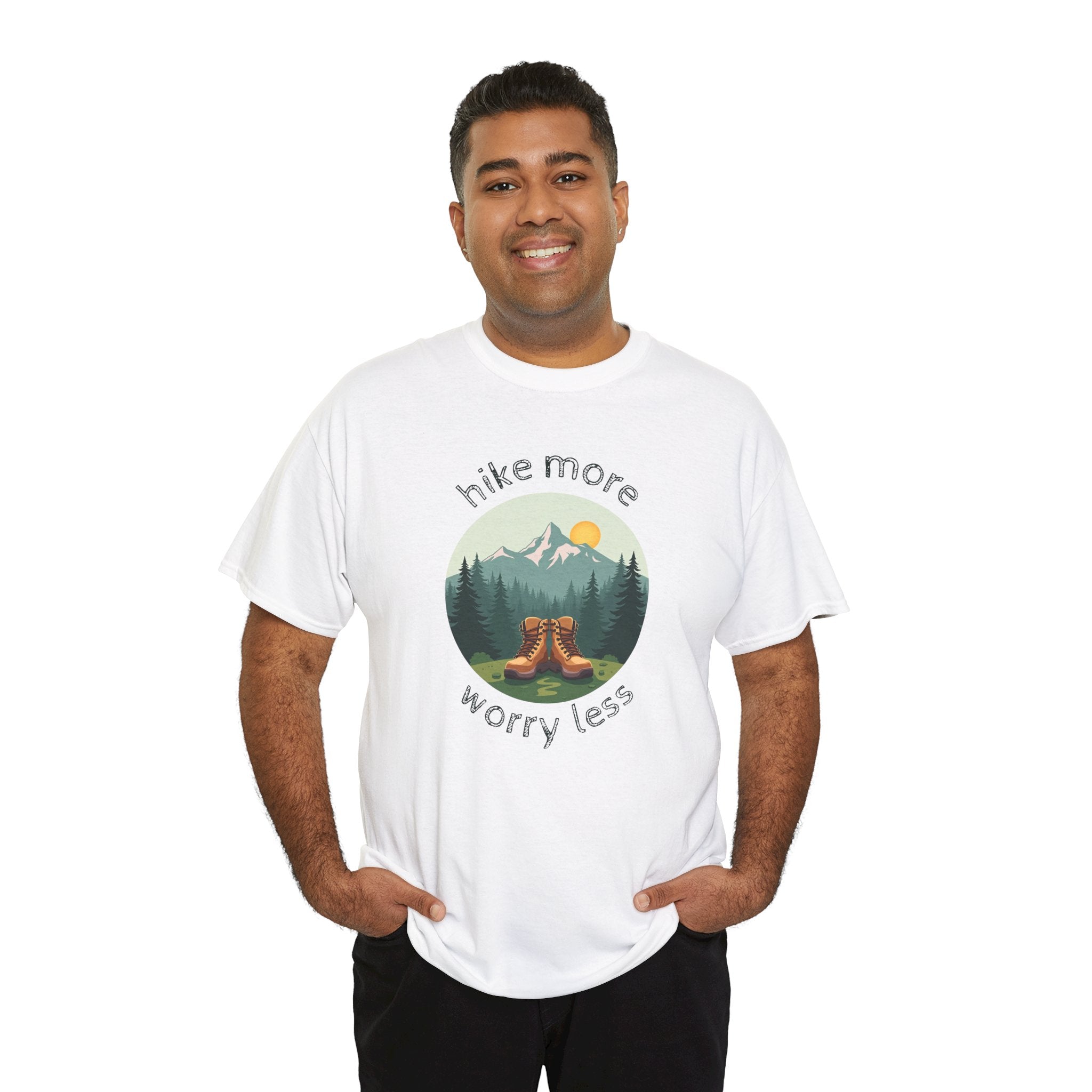 Hike More Worry Less T-Shirt — Nature Hiking Graphic Tee