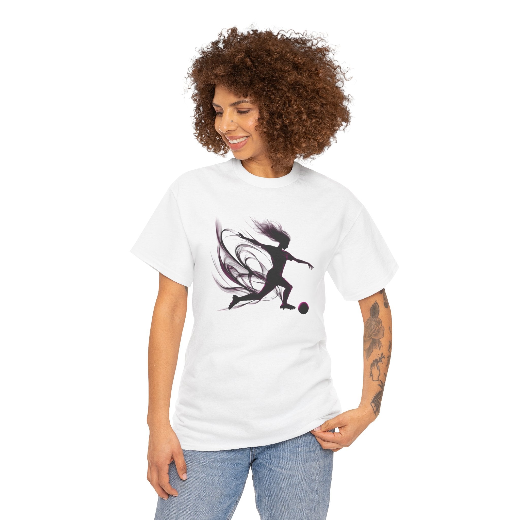 Soccer Football T-Shirt — Feminine Soccer Player Silhouette Tee