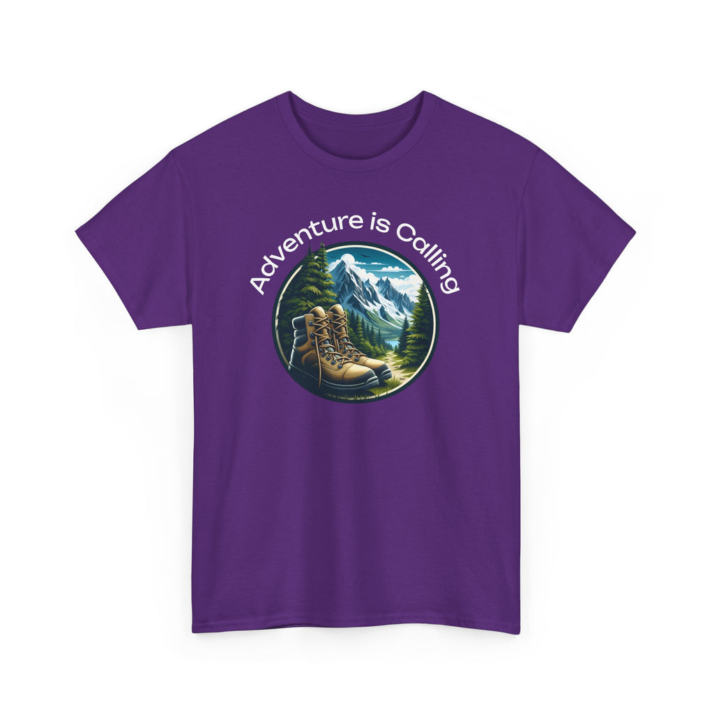 Adventure Is Calling Hiking T‑Shirt — Mountain Boots Outdoor Tee