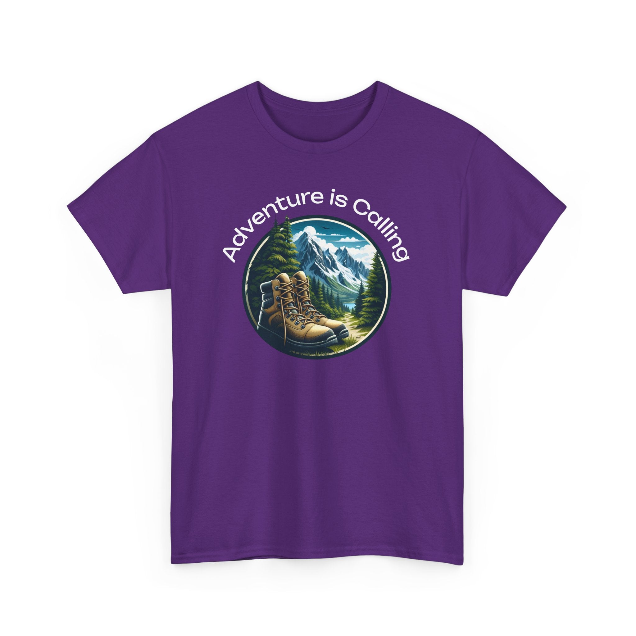 Adventure Is Calling Hiking T‑Shirt — Mountain Boots Outdoor Tee