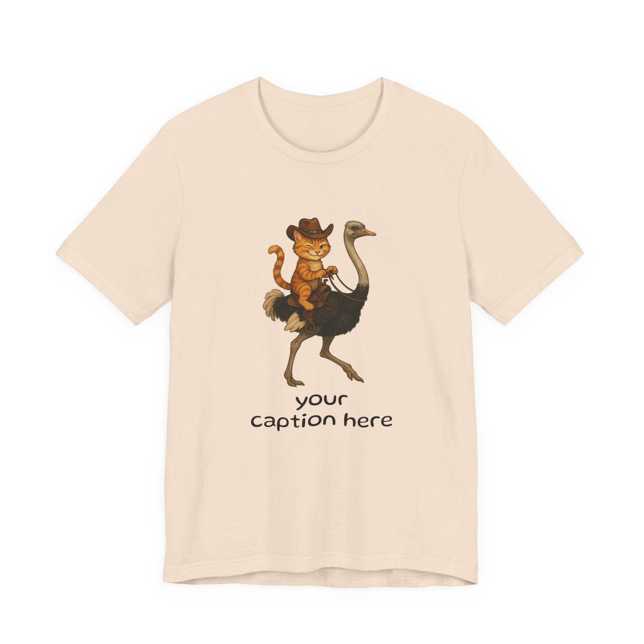 Cat Cowboy Riding Ostrich T-Shirt – Whimsical Western Animal Tee