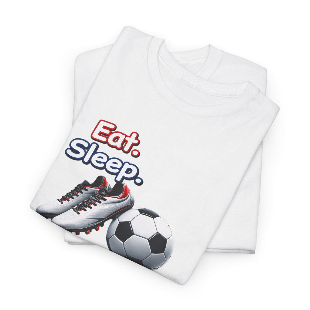 Soccer T-Shirt — "Eat. Sleep. Soccer. Repeat." Graphic Tee for Players & Fans