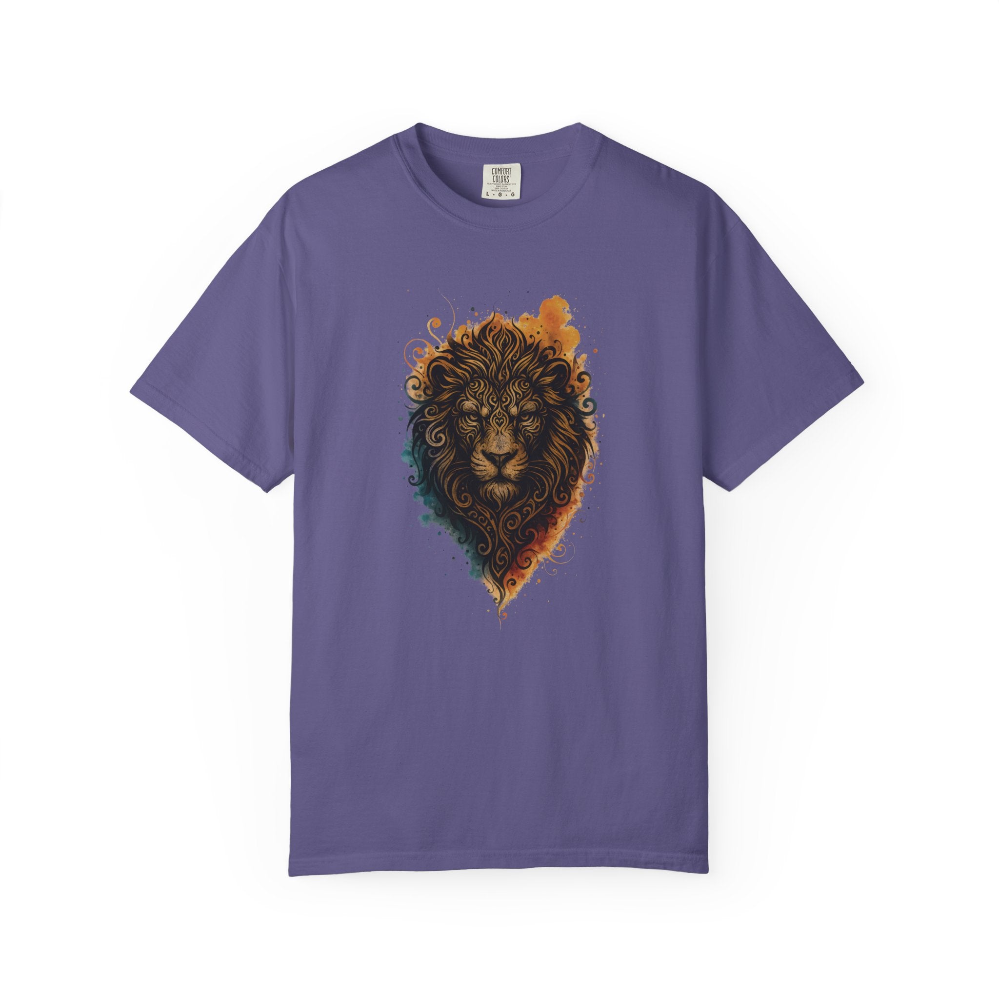 Lion Head T-Shirt — Artistic Tribal Lion Face Tee