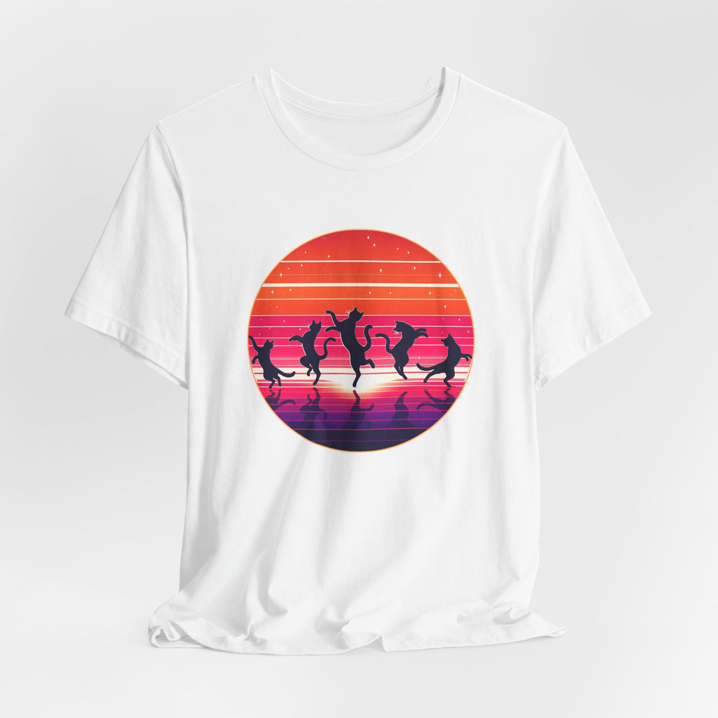 Retro Sunset Dancing Cats T-Shirt