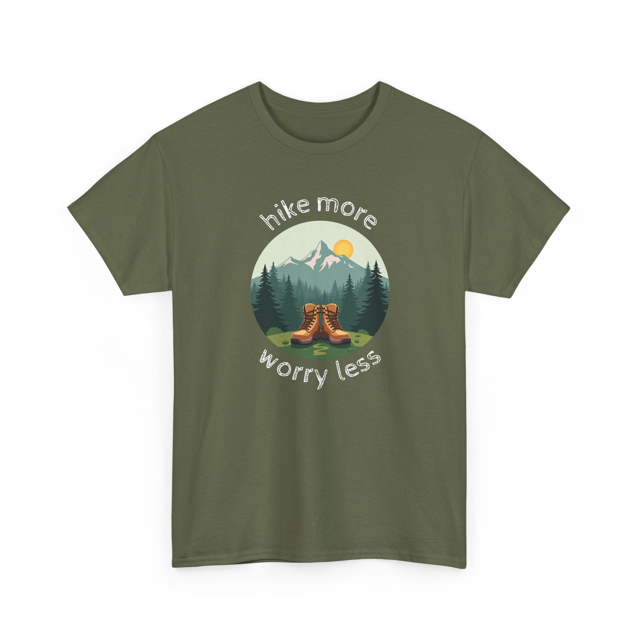 Hike More Worry Less T-Shirt — Nature Hiking Graphic Tee