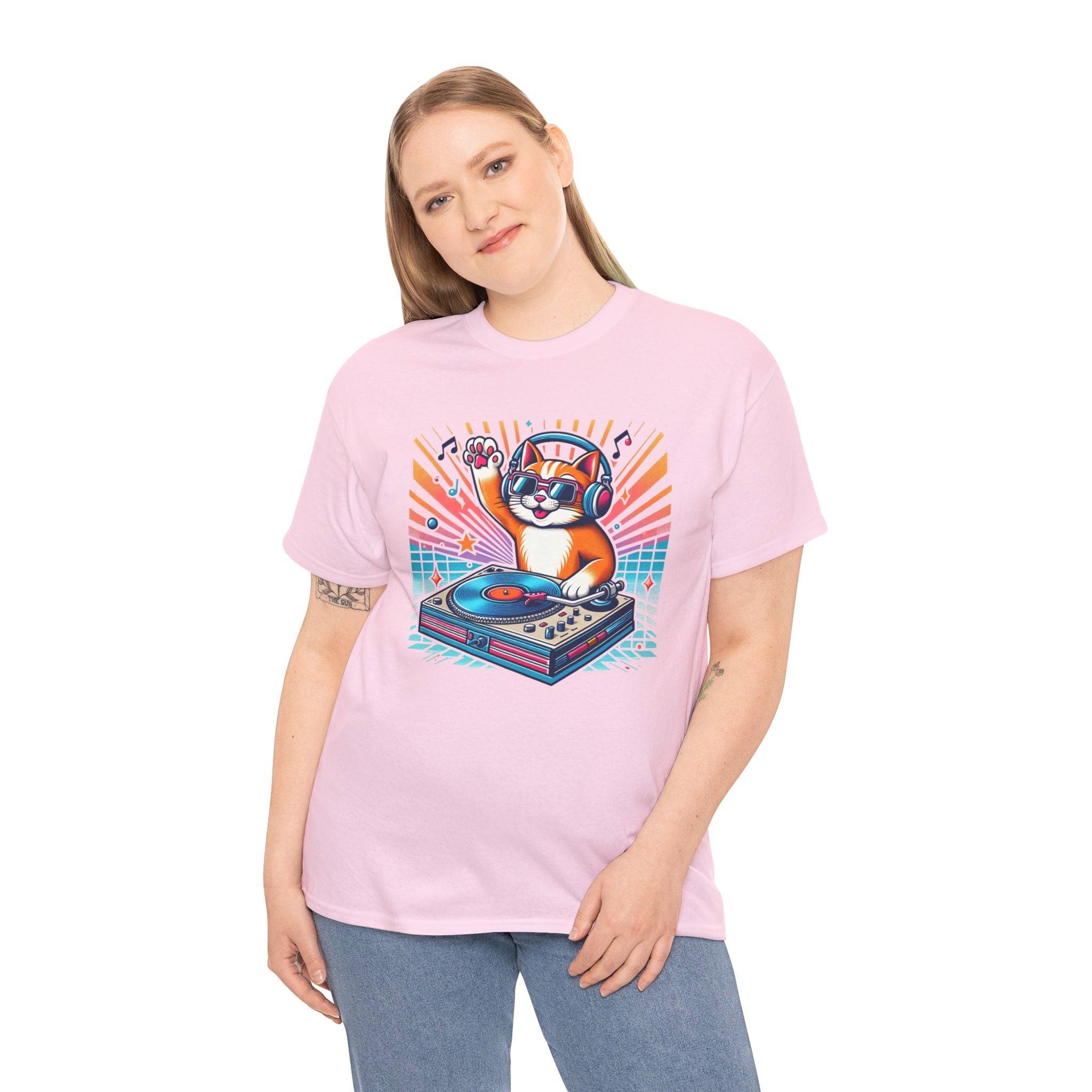 DJ Cat Turntable T-Shirt — Retro Music Cat Graphic Tee