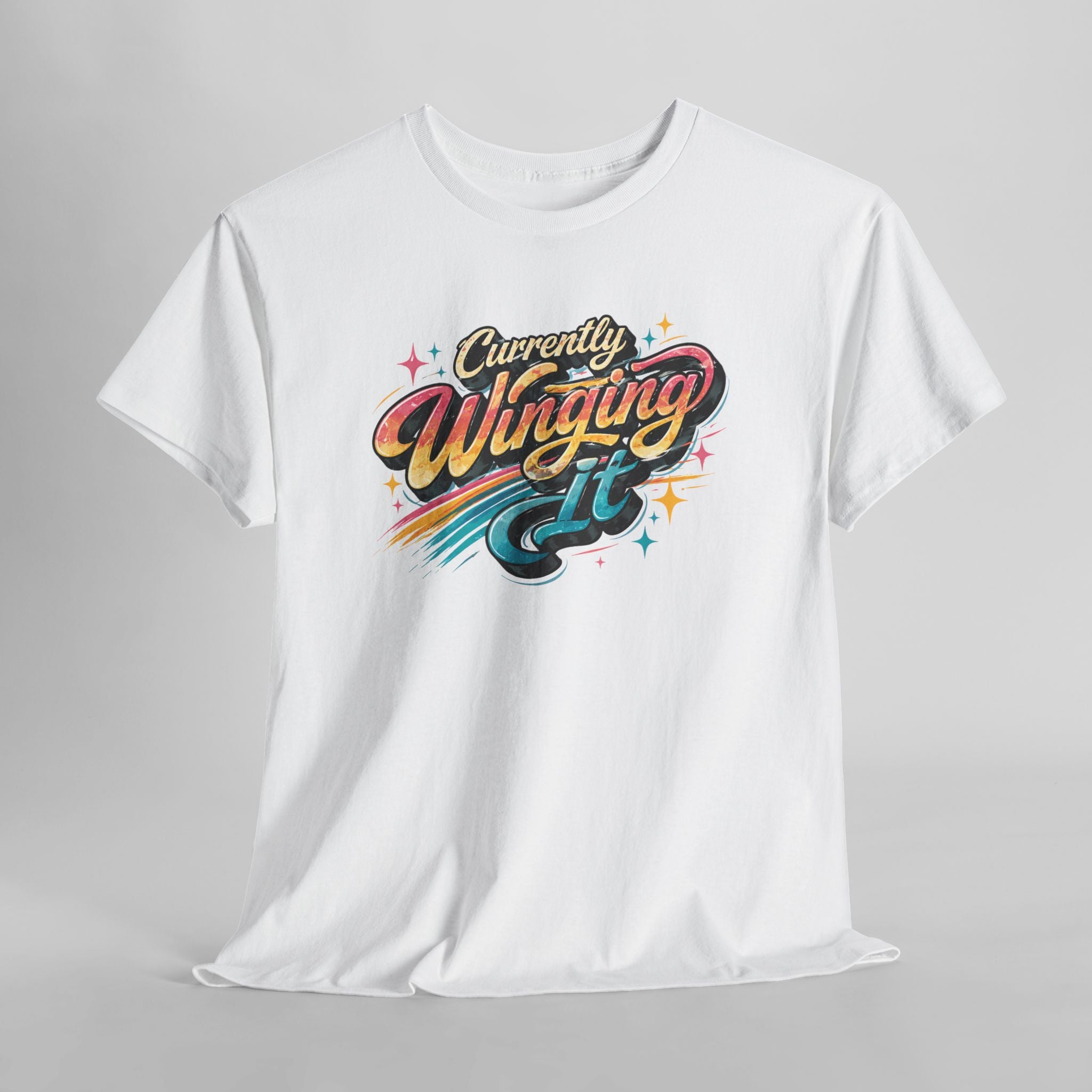 Currently Winging It Graphic Tee — Retro Script Casual Shirt