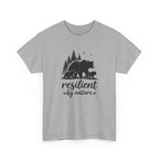 Gray t-shirt with bear family graphic and 'resilient by nature' text on a white background