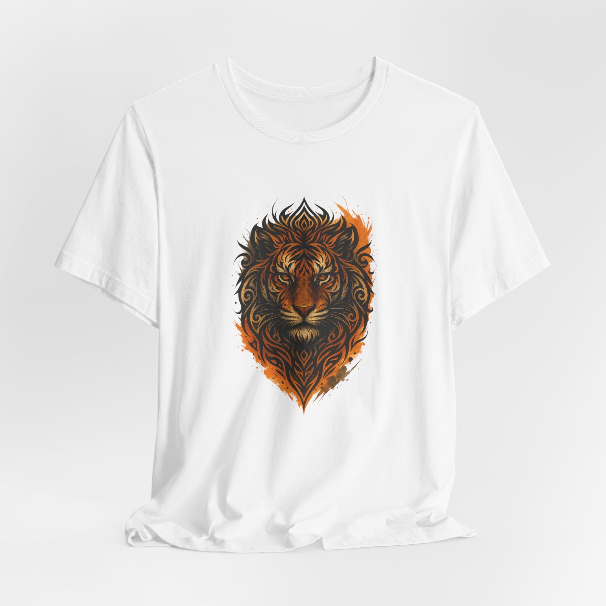 Tiger Flame Graphic T-Shirt — Tribal Tiger Head Design