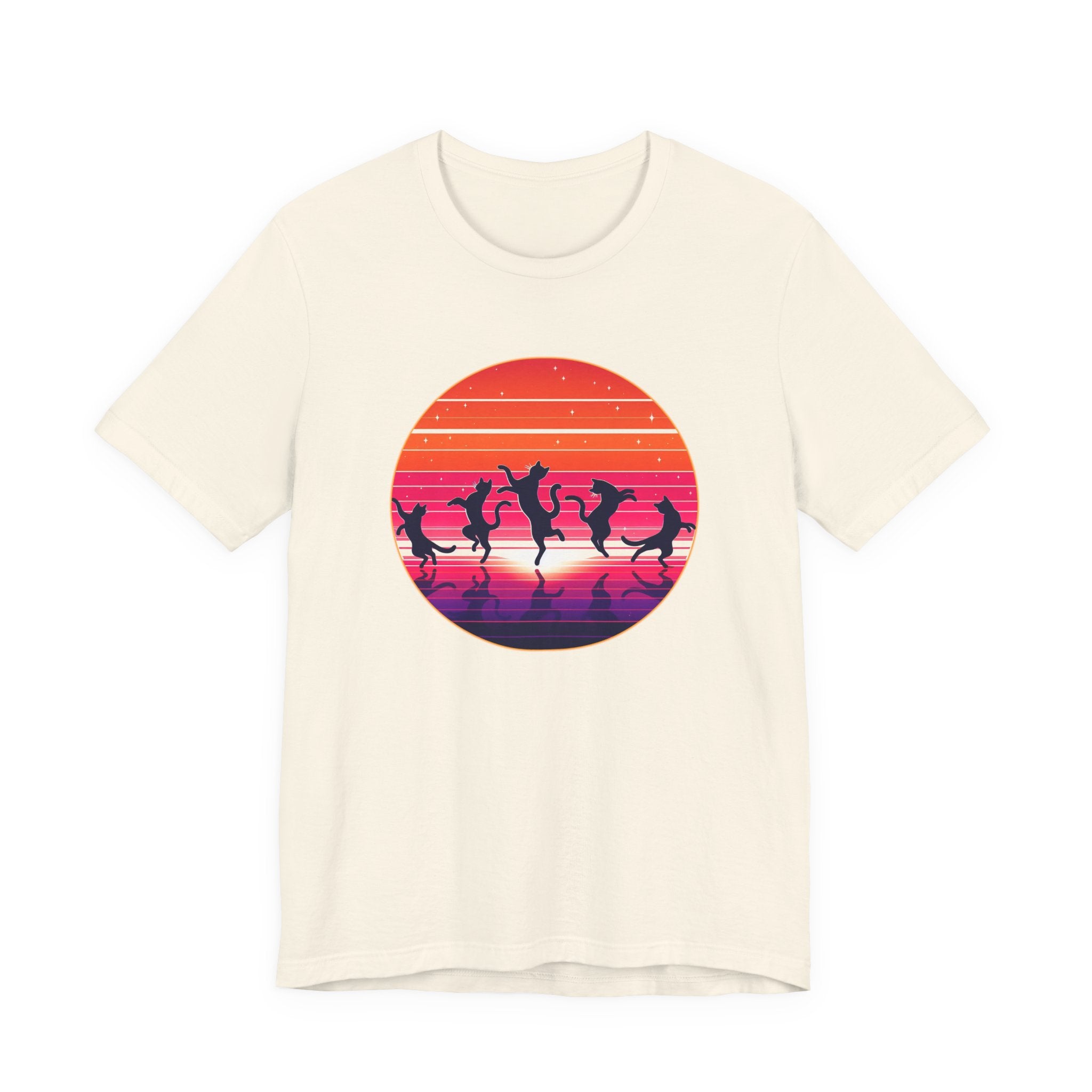 Retro Sunset Dancing Cats T-Shirt
