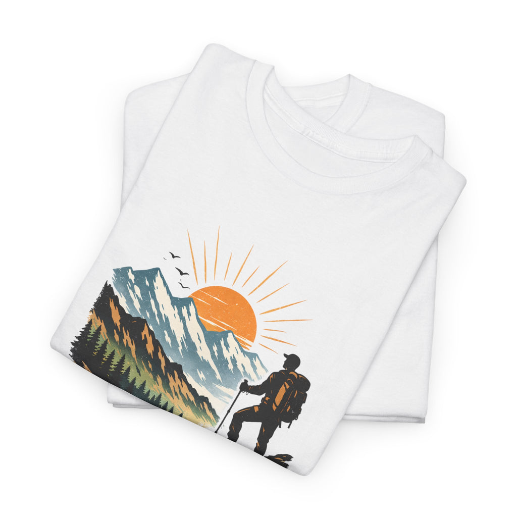 Hiking Graphic Tee — "Mental Health > Miles" Mountain Sunset Shirt
