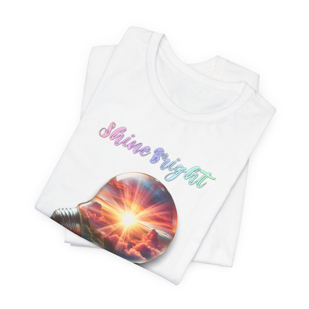 Shine Bright Lightbulb Graphic Tee — Inspirational Sunrise Design