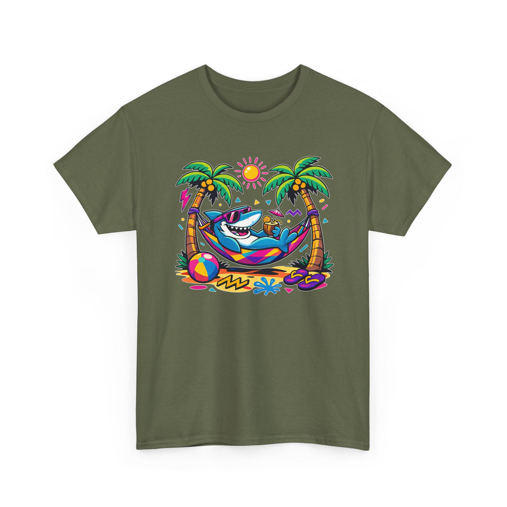 Beach Shark Hammock T‑Shirt — Tropical Summer Vibes Graphic Tee