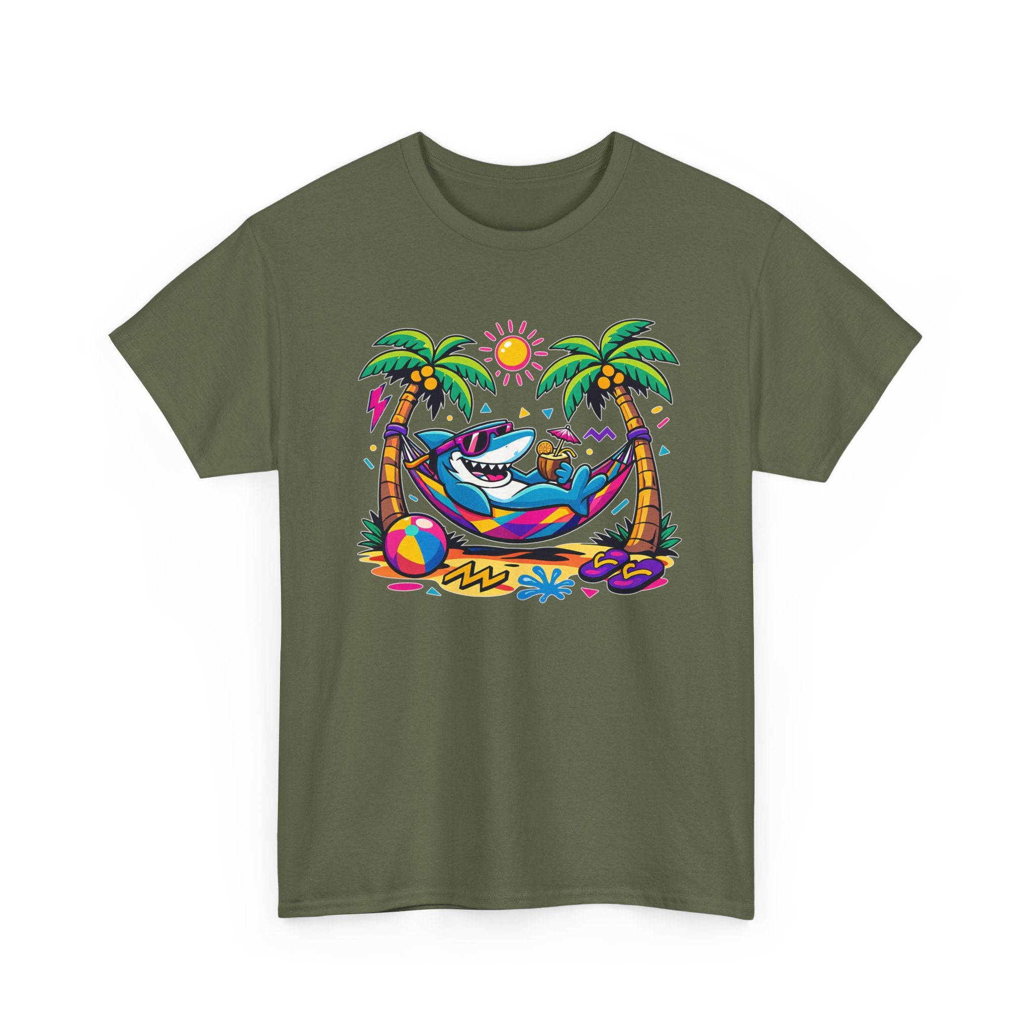 Beach Shark Hammock T‑Shirt — Tropical Summer Vibes Graphic Tee