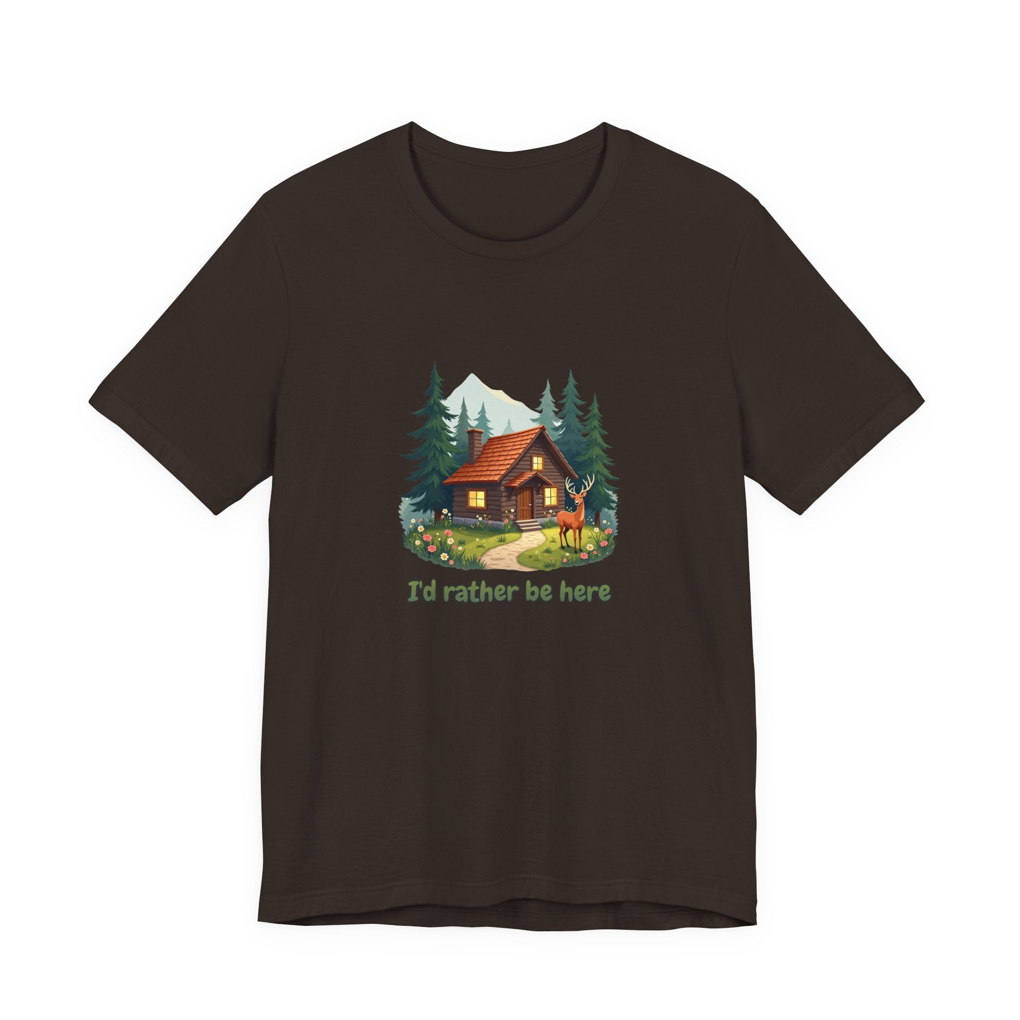 Cabin Escape T-Shirt — 'I'd Rather Be Here' Outdoors Tee