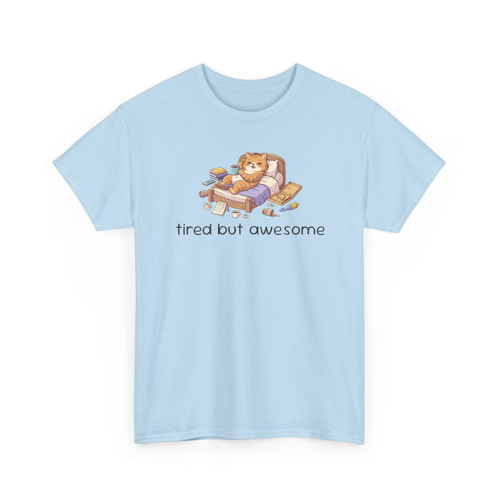 'Tired But Awesome' Cute Cat Relaxing Graphic Tee