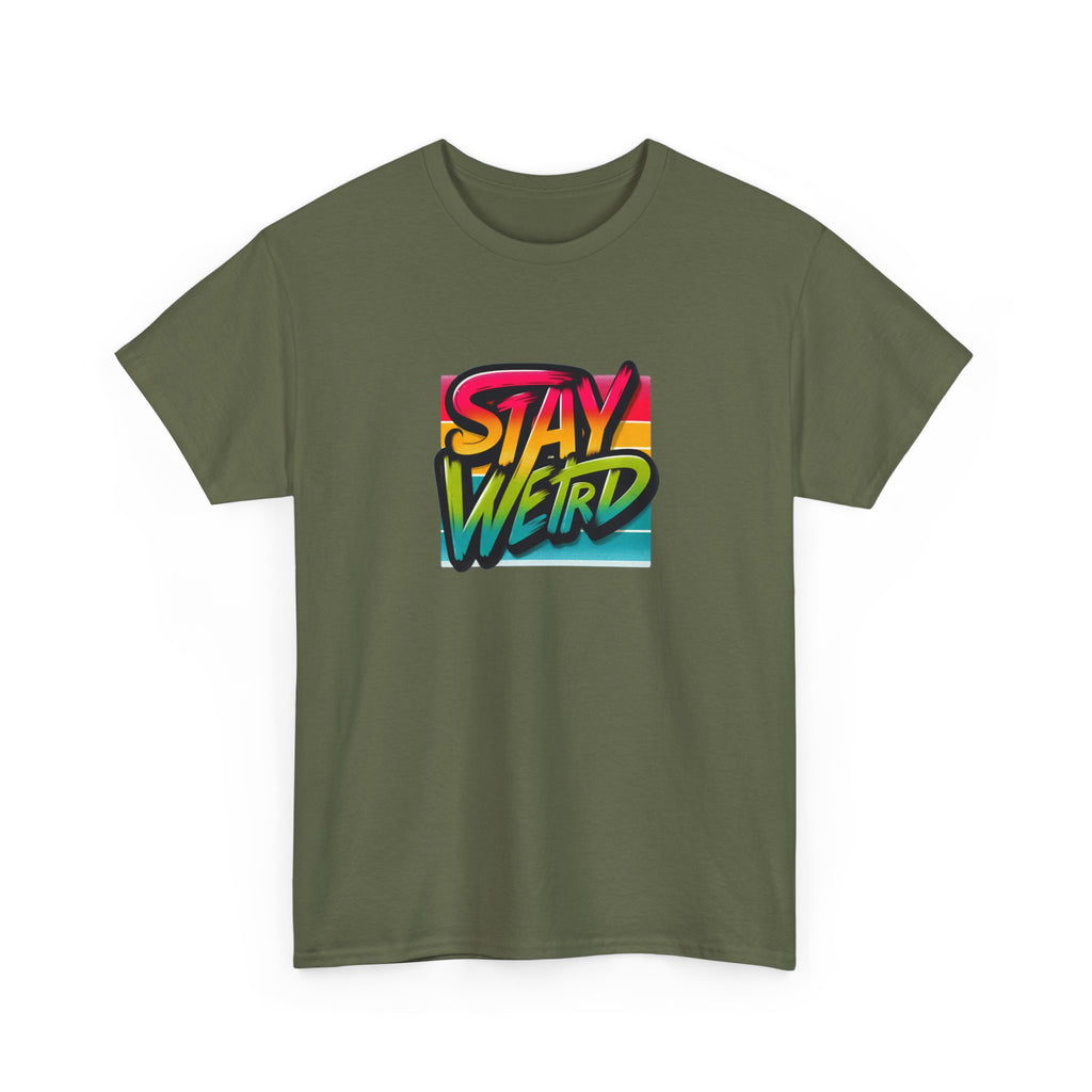 Stay Weird T-Shirt — Retro Rainbow Typography Tee