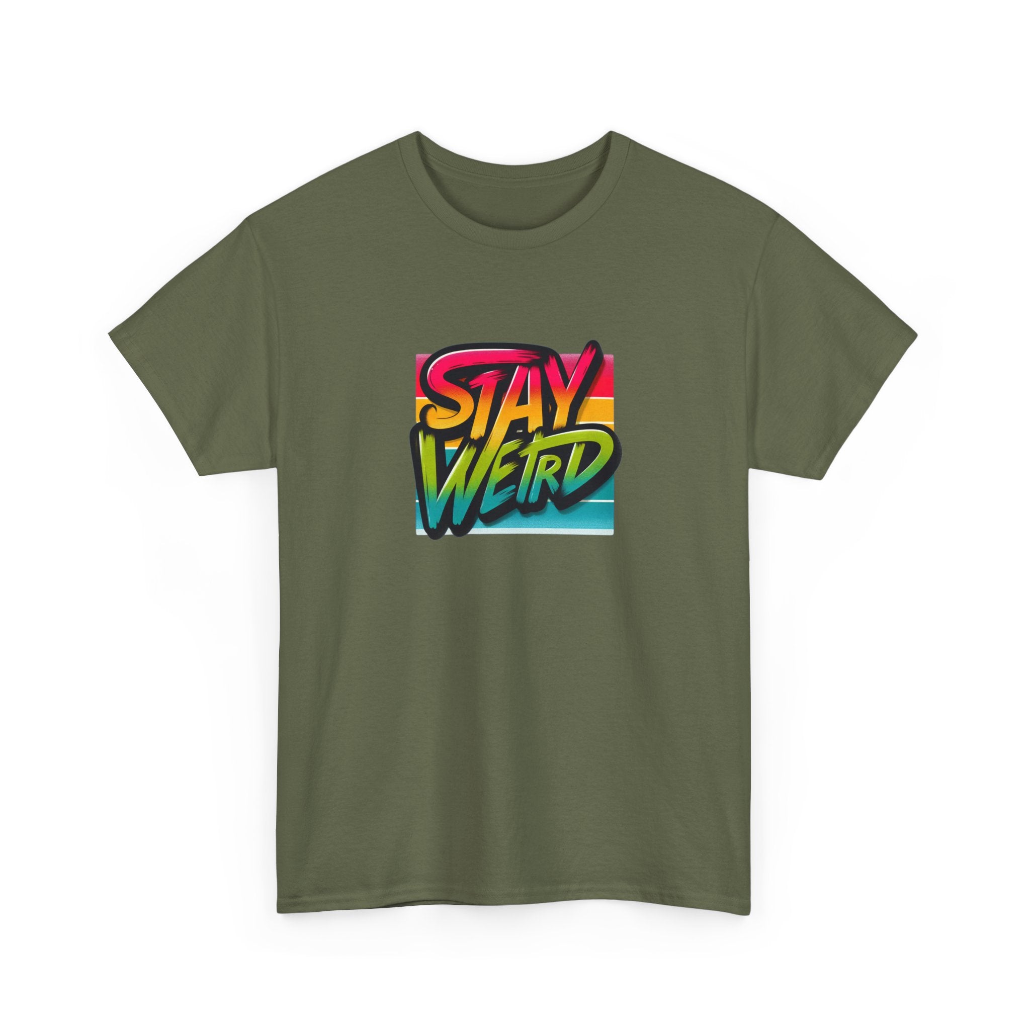Stay Weird T-Shirt — Retro Rainbow Typography Tee