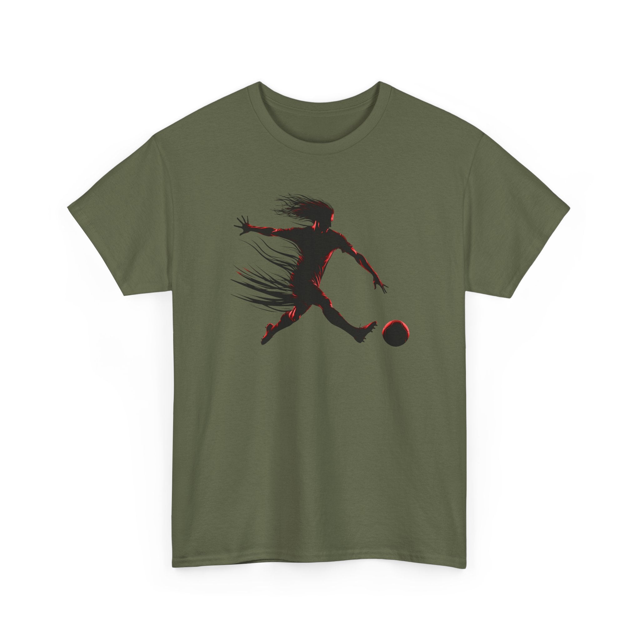 Soccer Player Silhouette T-Shirt — Dynamic Football Player Tee