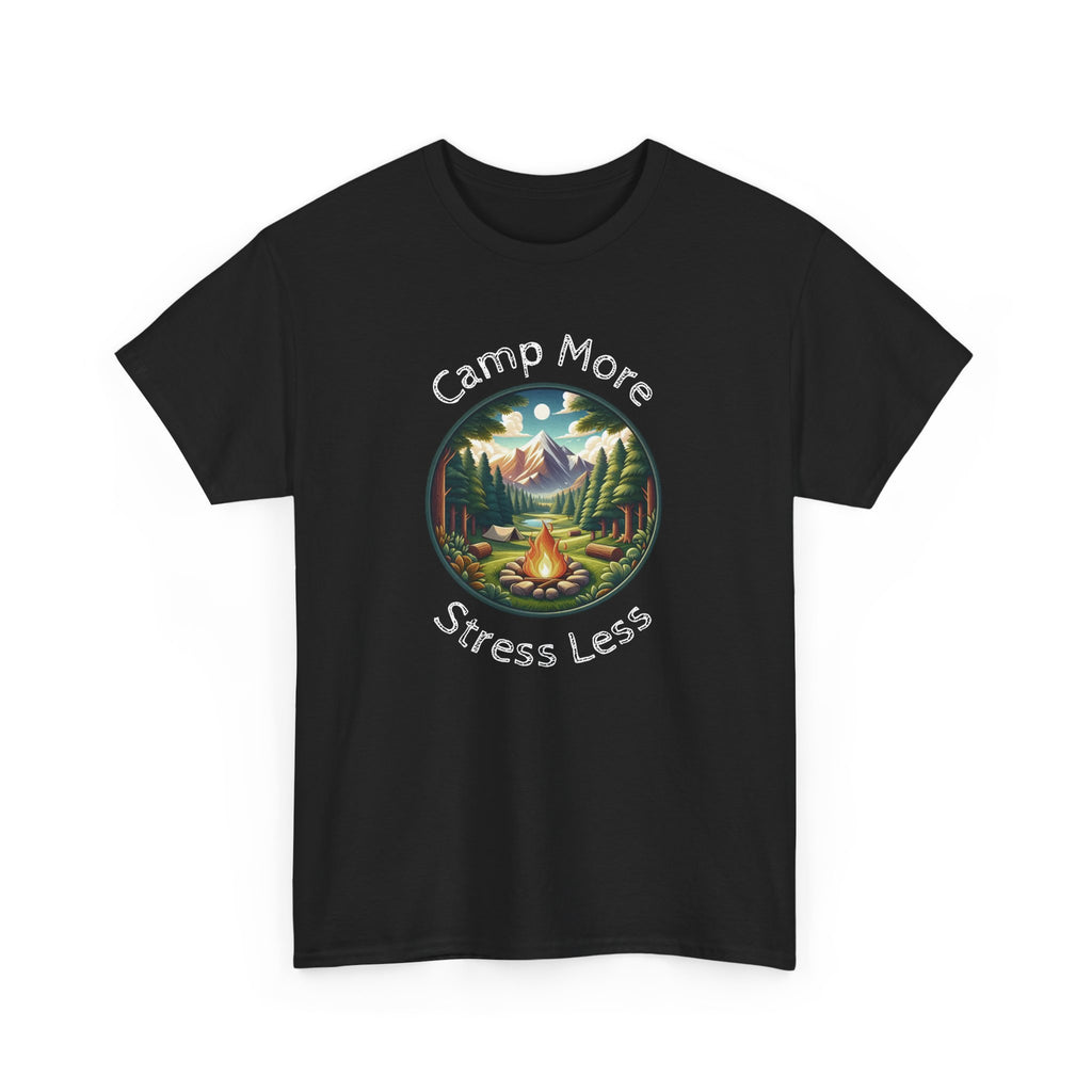 Camp More Stress Less T-Shirt — Outdoor Camping Nature Graphic Tee