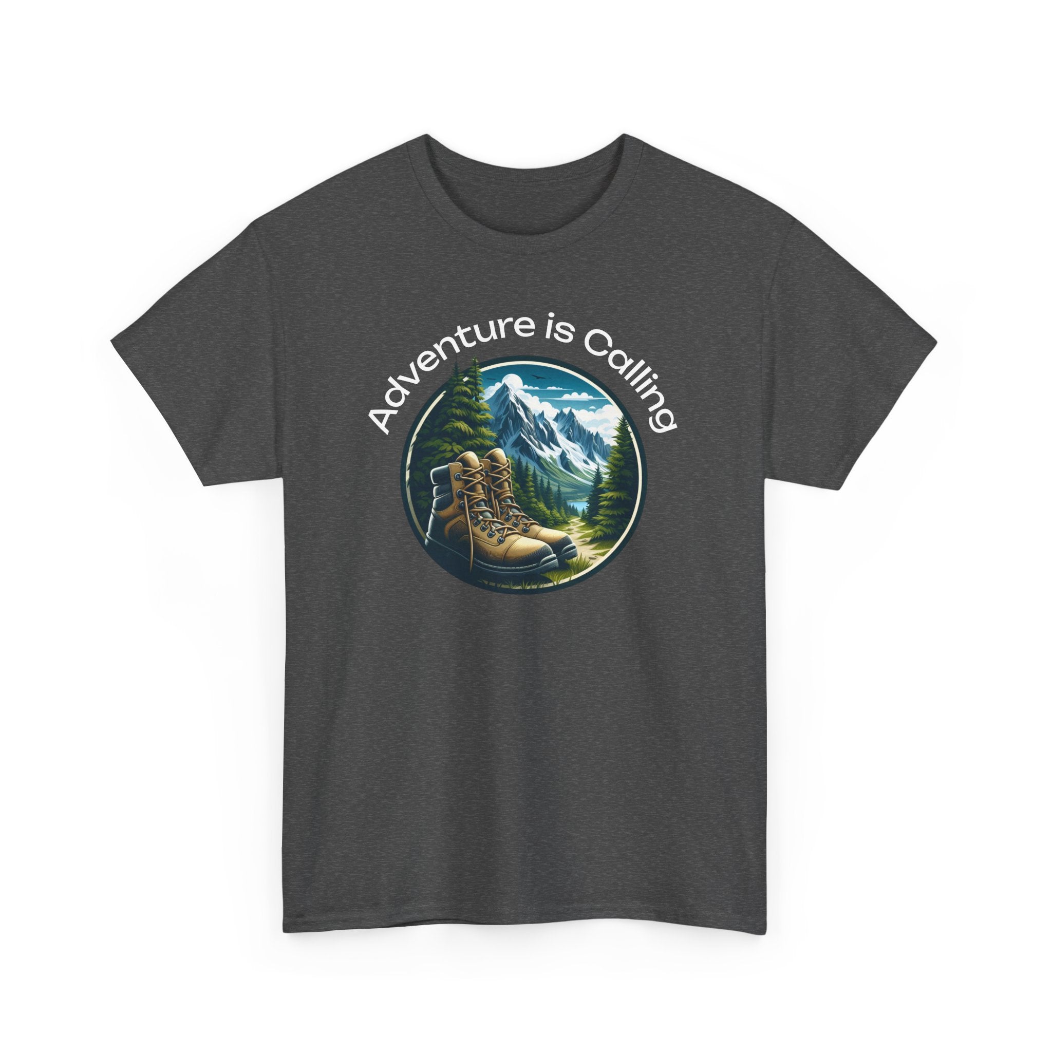 Adventure Is Calling Hiking T‑Shirt — Mountain Boots Outdoor Tee